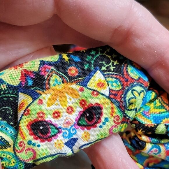 #2 Watercolor Cats & BoHo Navy Floral Scrunchies Adult Handmade - Picture 3 of 3